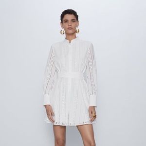 Zara Embroidered White Mini Dress